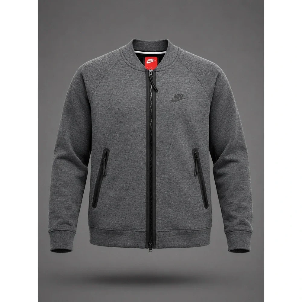 Nike Tech Fleece Bomber Jacket Mens Medium Grey Full Zip Sweatshirt 678508-037